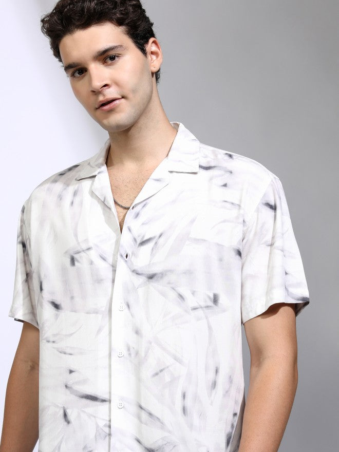Highlander Men White Printed Relaxed Fit Casual Shirt - White - Image 1