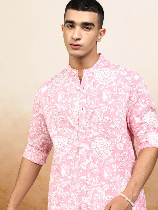 Highlander Men Pink Printed Relaxed Fit Casual Shirt - Pink - Image 1