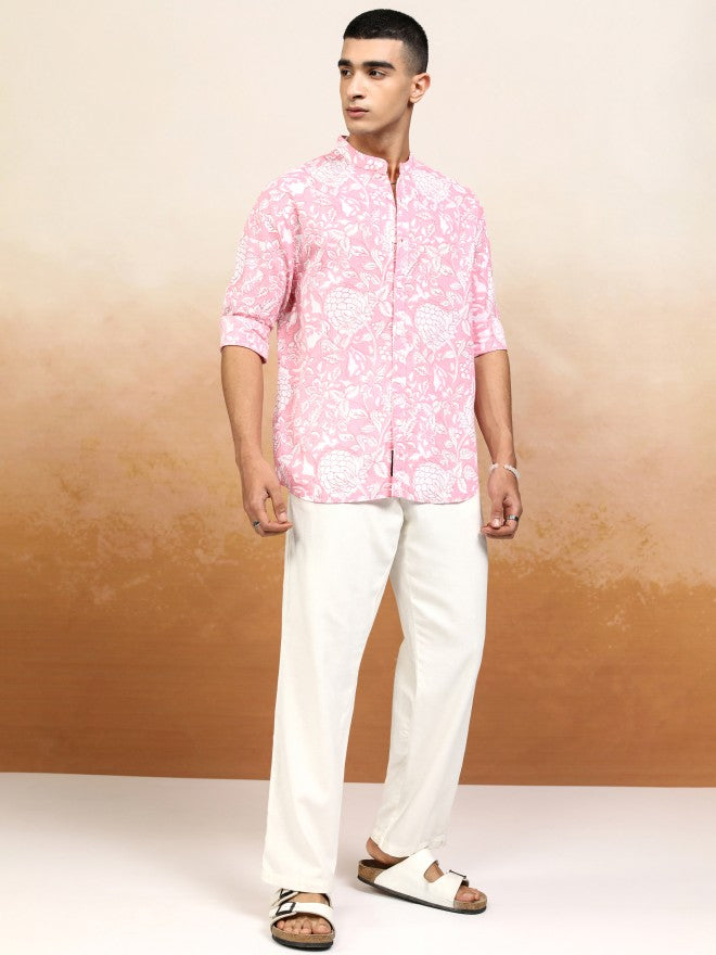 Highlander Men Pink Printed Relaxed Fit Casual Shirt - Pink - Image 2