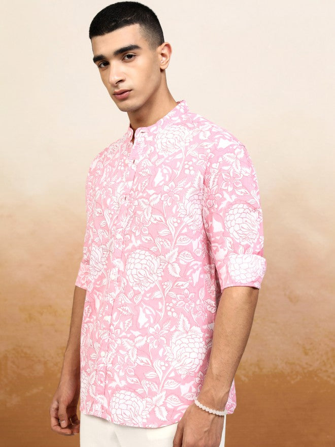 Highlander Men Pink Printed Relaxed Fit Casual Shirt - Pink - Image 4