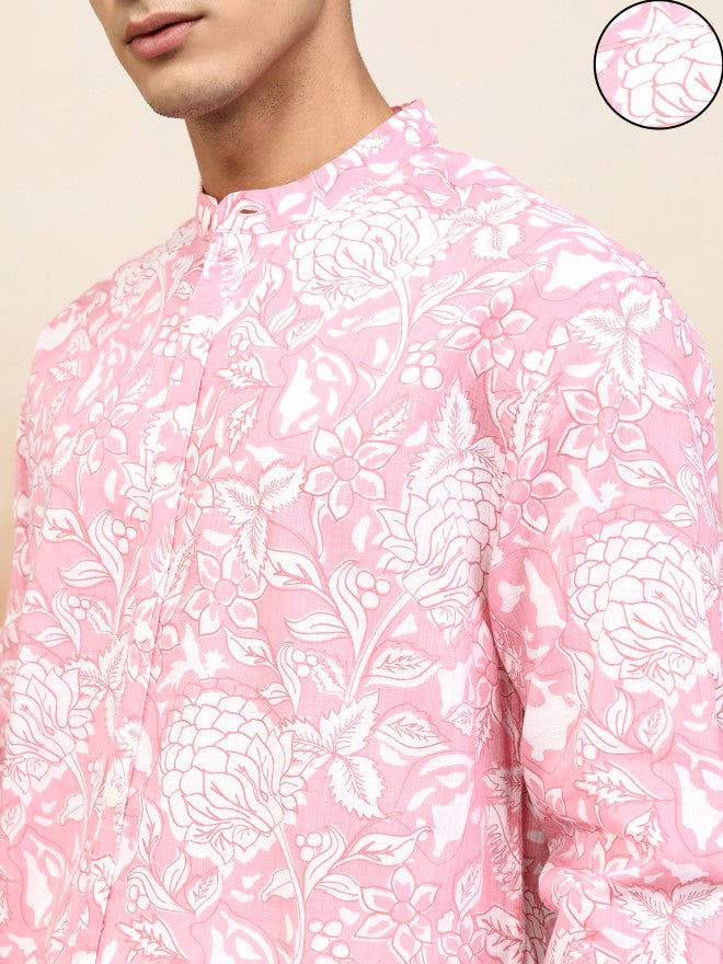Highlander Men Pink Printed Relaxed Fit Casual Shirt - Pink - Image 5