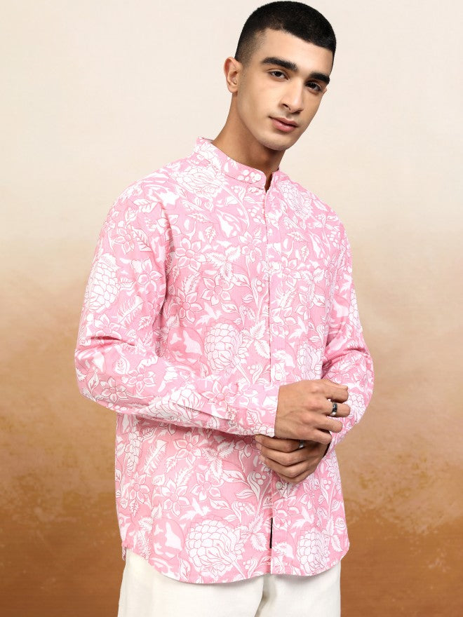Highlander Men Pink Printed Relaxed Fit Casual Shirt - Pink - Image 6