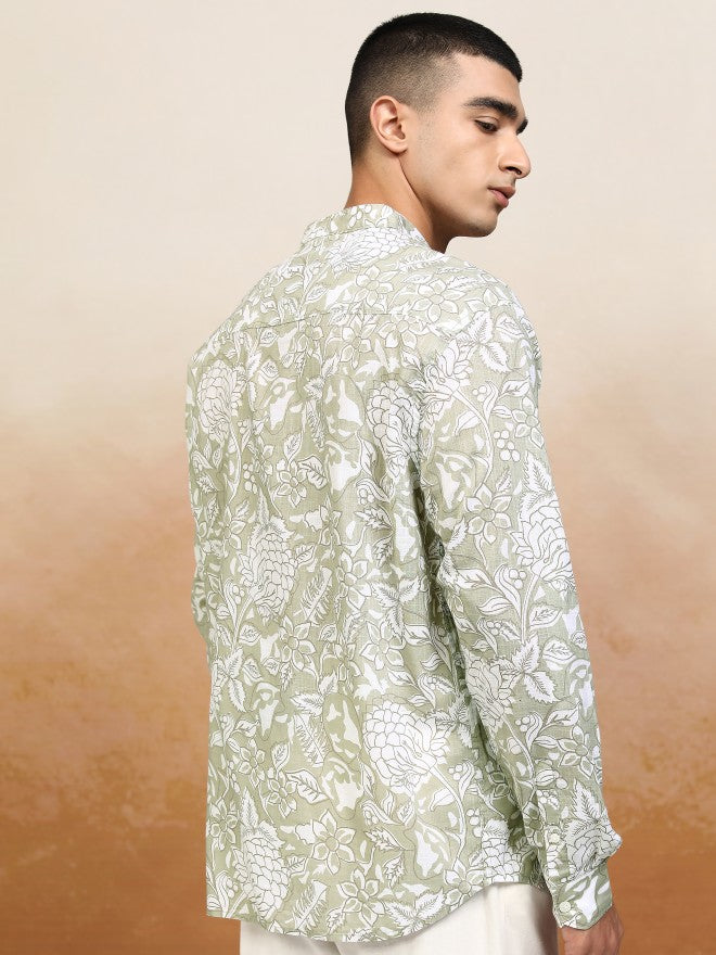 Highlander Men Green Printed Relaxed Fit Casual Shirt - Green - Image 3