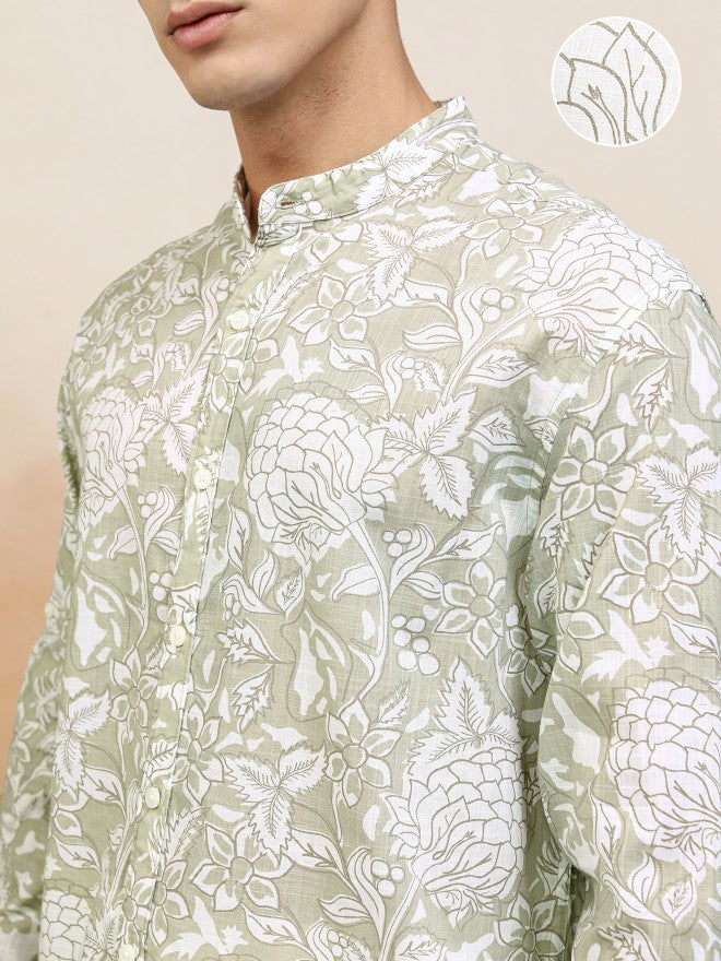 Highlander Men Green Printed Relaxed Fit Casual Shirt - Green - Image 5