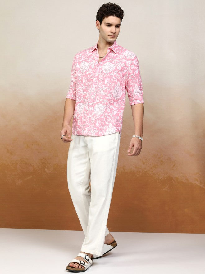 Highlander Men Pink Printed Relaxed Fit Casual Shirt - Pink - Image 2