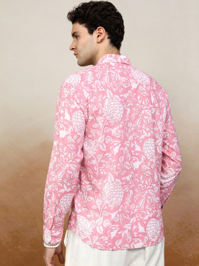 Highlander Men Pink Printed Relaxed Fit Casual Shirt - Pink - Image 3