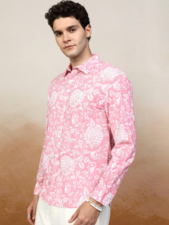 Highlander Men Pink Printed Relaxed Fit Casual Shirt - Pink - Image 4