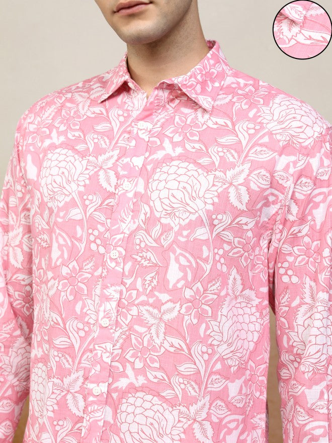 Highlander Men Pink Printed Relaxed Fit Casual Shirt - Pink - Image 5
