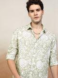 Highlander Men Green Printed Relaxed Fit Casual Shirt - Green - Image 1
