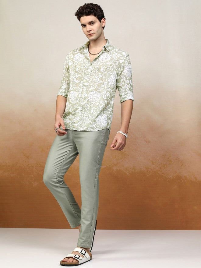 Highlander Men Green Printed Relaxed Fit Casual Shirt - Green - Image 2