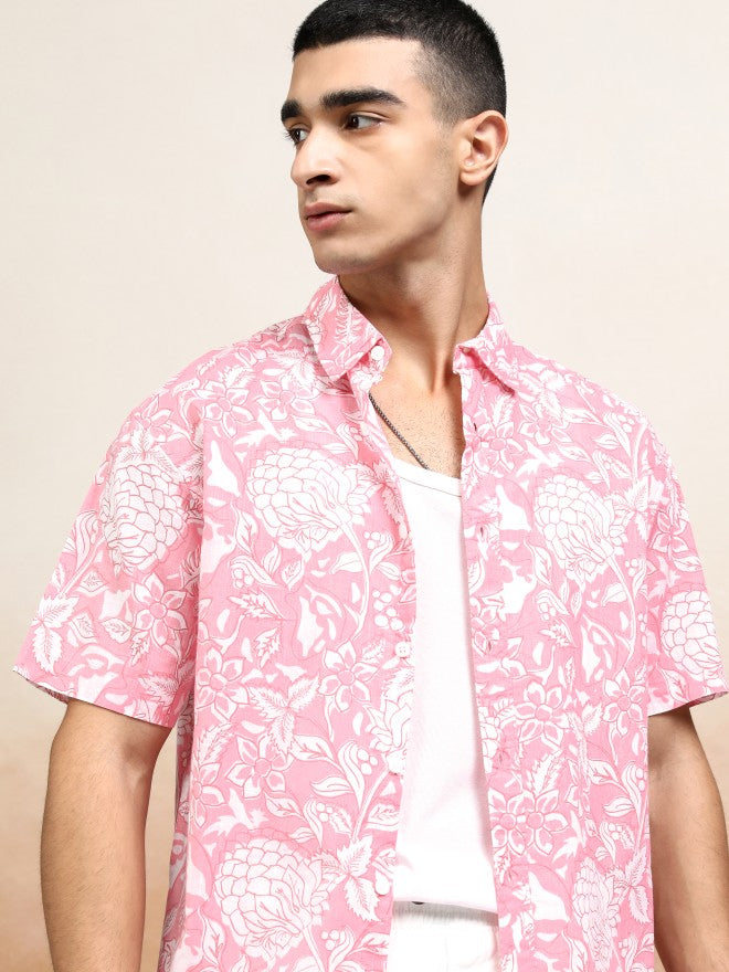 Highlander Men Pink Printed Relaxed Fit Casual Shirt - Pink - Image 1