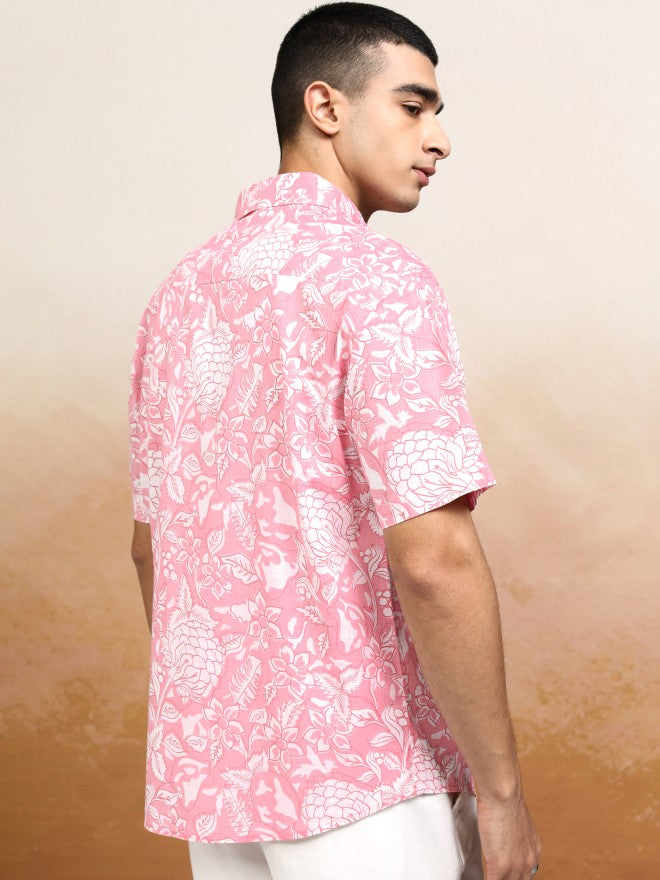 Highlander Men Pink Printed Relaxed Fit Casual Shirt - Pink - Image 3