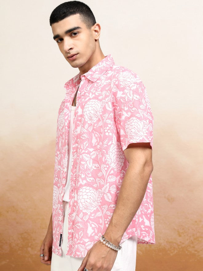 Highlander Men Pink Printed Relaxed Fit Casual Shirt - Pink - Image 4