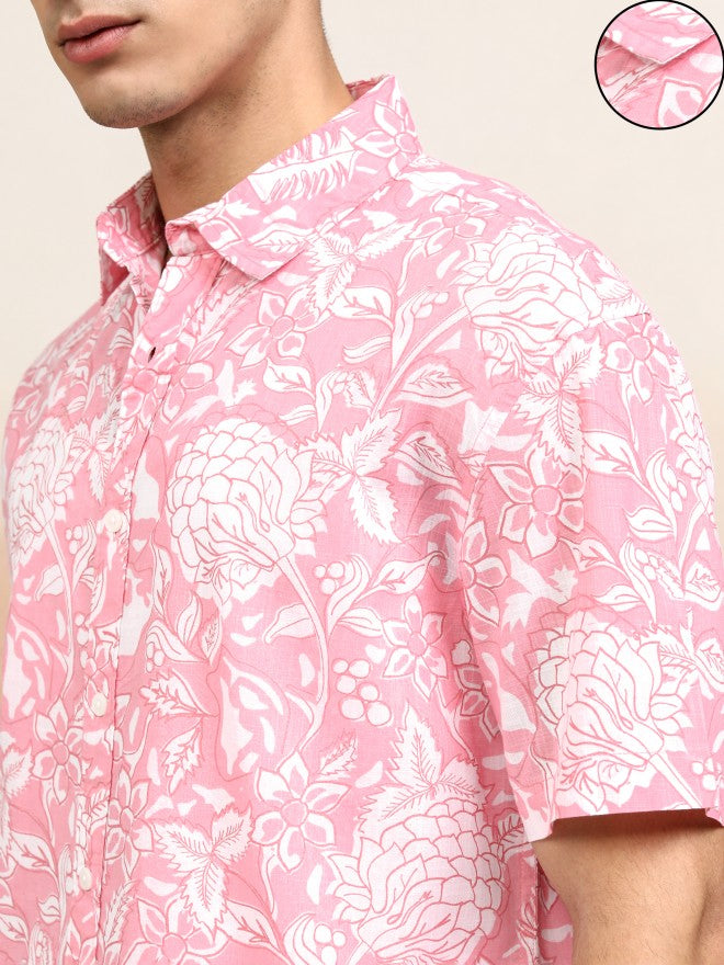 Highlander Men Pink Printed Relaxed Fit Casual Shirt - Pink - Image 5