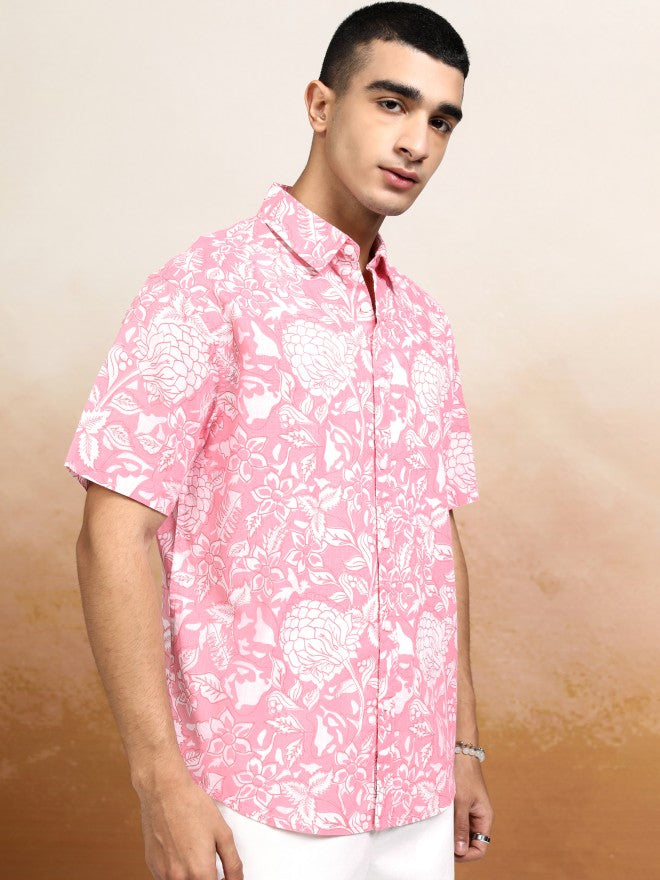 Highlander Men Pink Printed Relaxed Fit Casual Shirt - Pink - Image 6