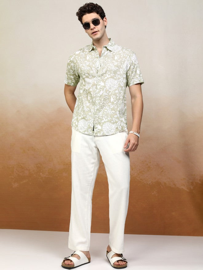 Highlander Men Green Printed Relaxed Fit Casual Shirt - Green - Image 2