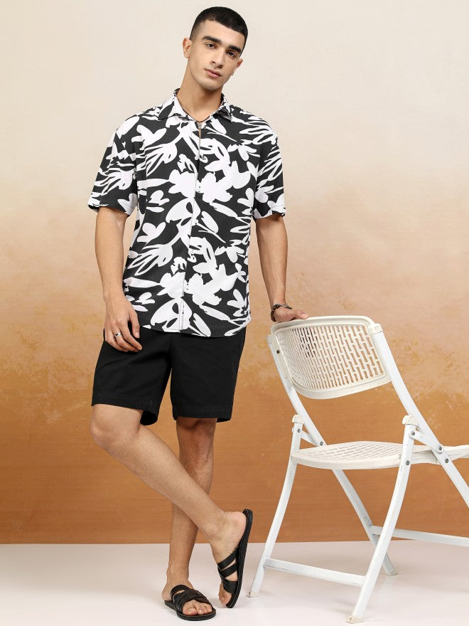 Highlander Men Navy Blue Printed Relaxed Fit Casual Shirt - Navy Blue - Image 2