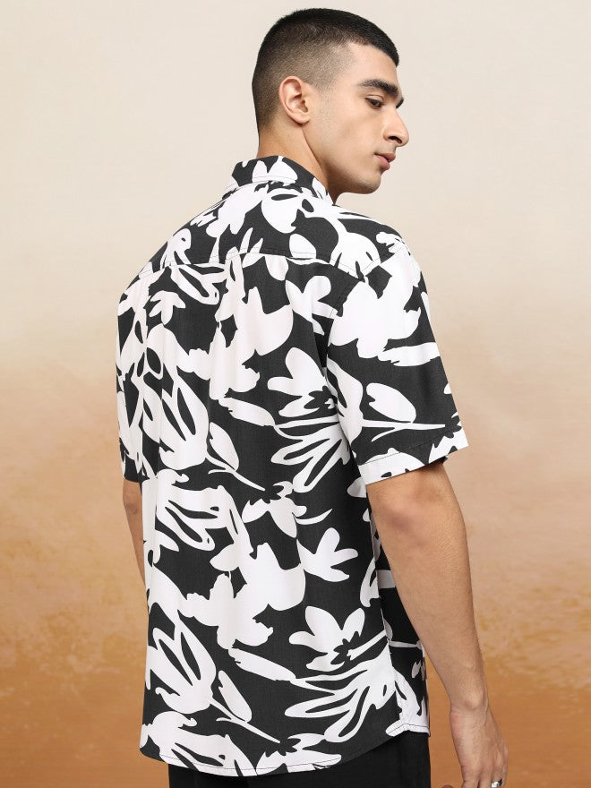 Highlander Men Navy Blue Printed Relaxed Fit Casual Shirt - Navy Blue - Image 3
