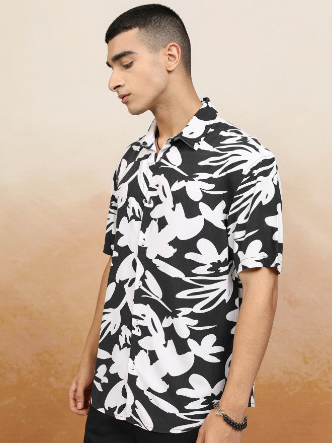 Highlander Men Navy Blue Printed Relaxed Fit Casual Shirt - Navy Blue - Image 4