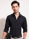 Highlander Men Navy Blue Solid Slim Fit Casual Shirt - Navy Blue - Image 1