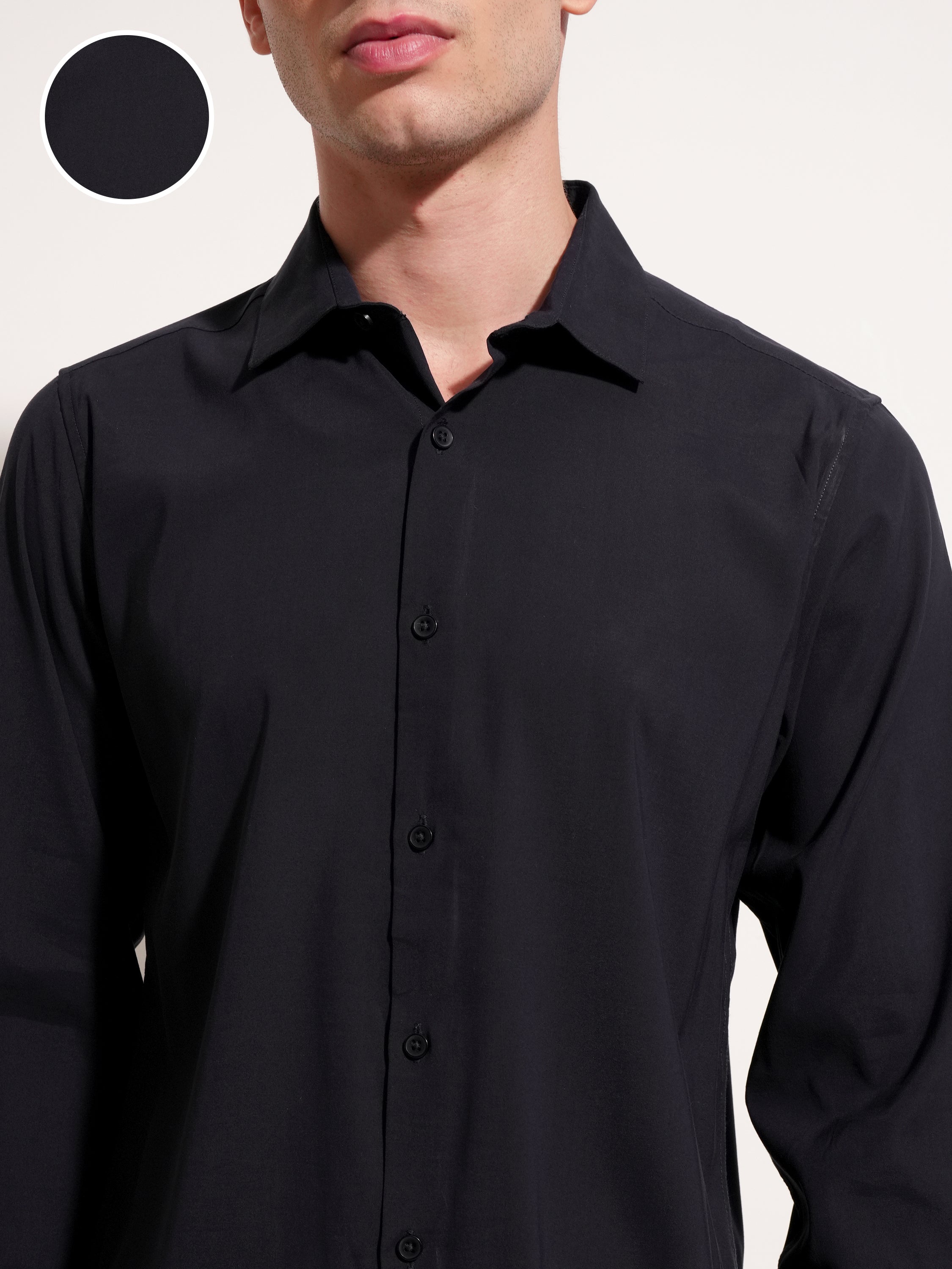 Highlander Men Navy Blue Solid Slim Fit Casual Shirt - Navy Blue - Image 5