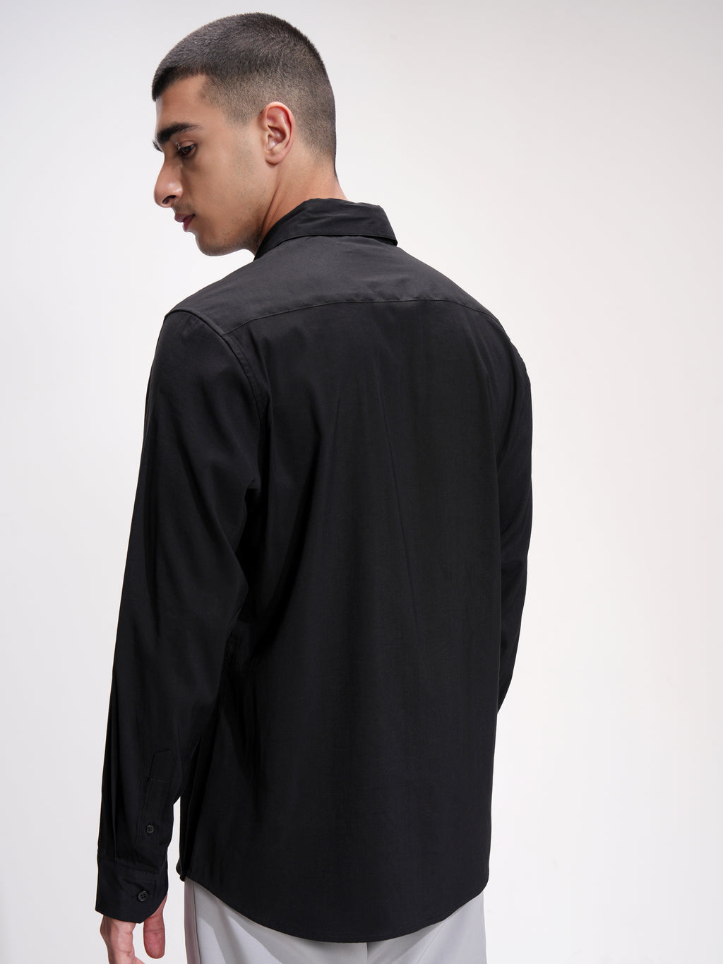 Highlander Men Black Self Design Slim Fit Casual Shirt - Black - Image 3