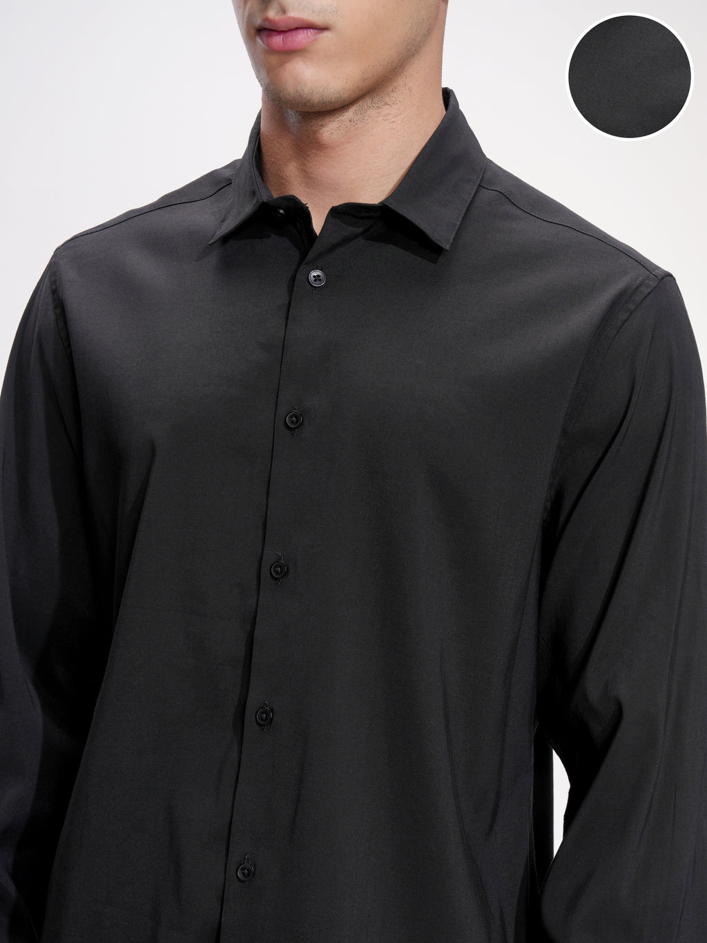 Highlander Men Black Self Design Slim Fit Casual Shirt - Black - Image 5