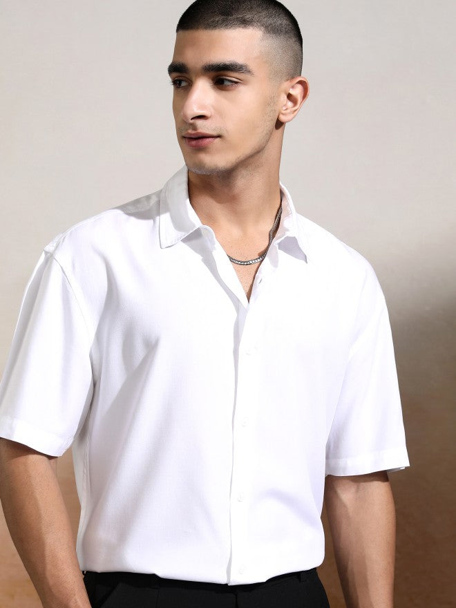 Highlander Men White Solid Relaxed Fit Casual Shirt - White - Image 1