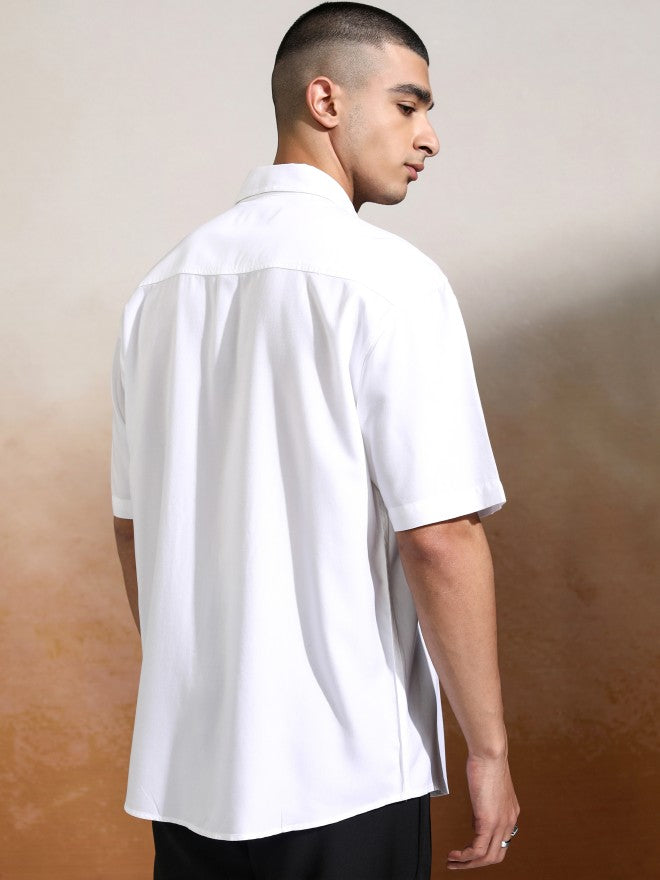 Highlander Men White Solid Relaxed Fit Casual Shirt - White - Image 3
