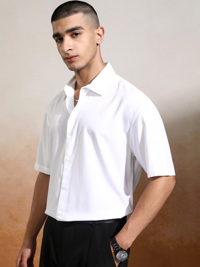 Highlander Men White Solid Relaxed Fit Casual Shirt - White - Image 4