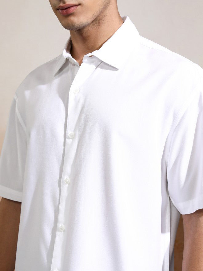 Highlander Men White Solid Relaxed Fit Casual Shirt - White - Image 5