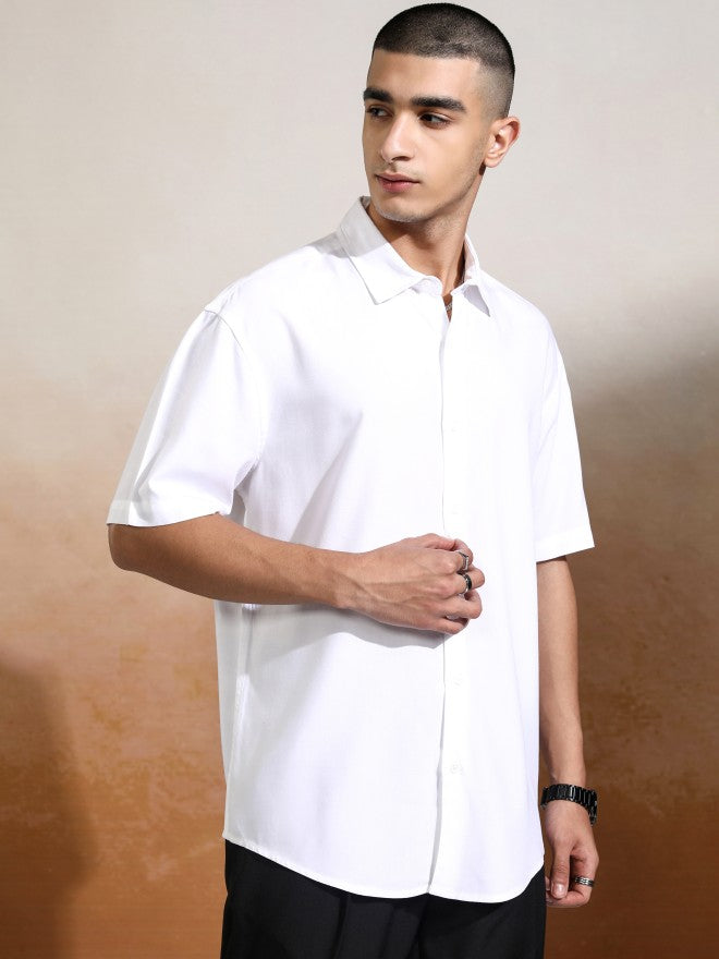 Highlander Men White Solid Relaxed Fit Casual Shirt - White - Image 6