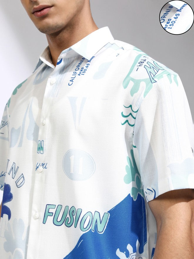 Highlander Men White Printed Relaxed Fit Casual Shirt - White - Image 5