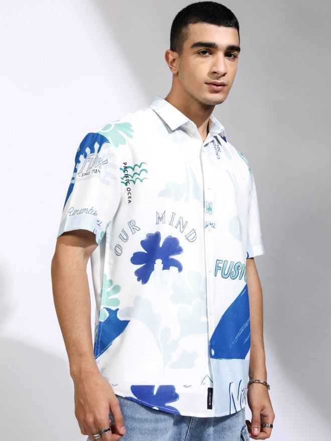 Highlander Men White Printed Relaxed Fit Casual Shirt - White - Image 6