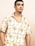 Highlander Men Cream Printed Relaxed Fit Casual Shirt - Cream - Image 1