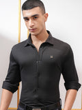 Highlander Men Black Textured Slim Fit Casual Shirt - Black - Image 1