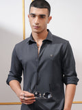 Highlander Men Grey Solid Slim Fit Casual Shirt - Grey - Image 1