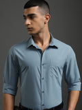 Highlander Men Blue Solid Slim Fit Casual Shirt - Blue - Image 1
