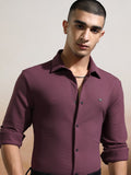 Highlander Men Purple Textured Slim Fit Casual Shirt - Purple - Image 1