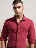 Highlander Men Pink Textured Slim Fit Casual Shirt - Pink - Image 1