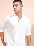 Highlander Men White Textured Relaxed Fit Casual Shirt - White - Image 1