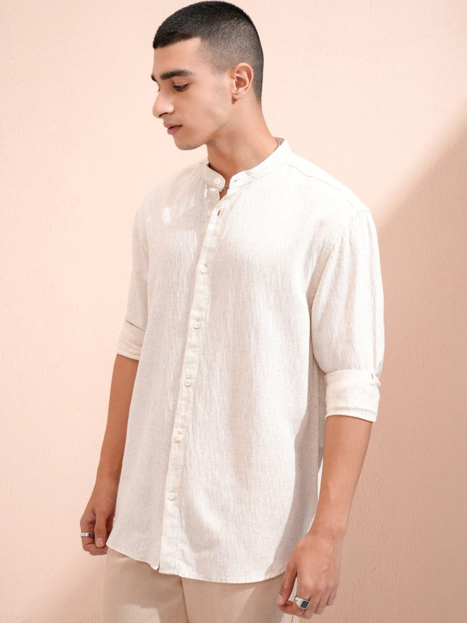 Highlander Men Beige Textured Relaxed Fit Casual Shirt - Beige - Image 4