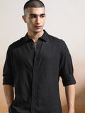 Highlander Men Black Textured Regular Fit Casual Shirt - Black - Image 1