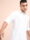 Highlander Men White Textured Relaxed Fit Casual Shirt - White - Image 1