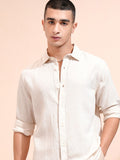 Highlander Men Beige Textured Relaxed Fit Casual Shirt - Beige - Image 1