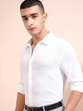 Highlander Men White Textured Relaxed Fit Casual Shirt - White - Image 1