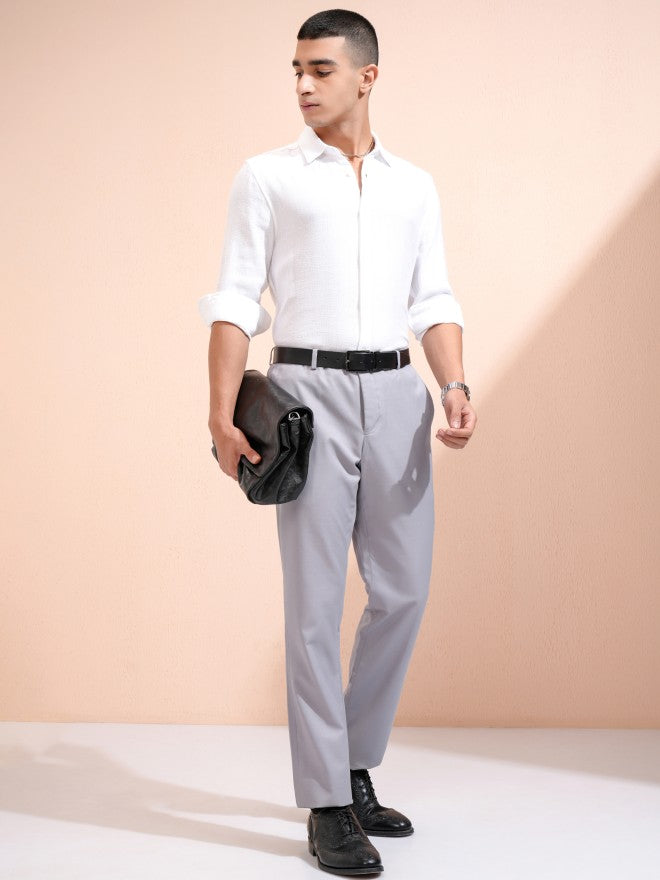 Highlander Men White Textured Relaxed Fit Casual Shirt - White - Image 2