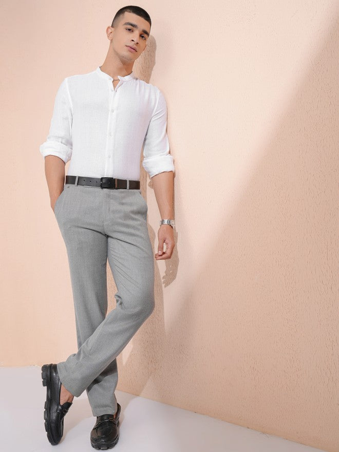 Highlander Men White Textured Relaxed Fit Casual Shirt - White - Image 2