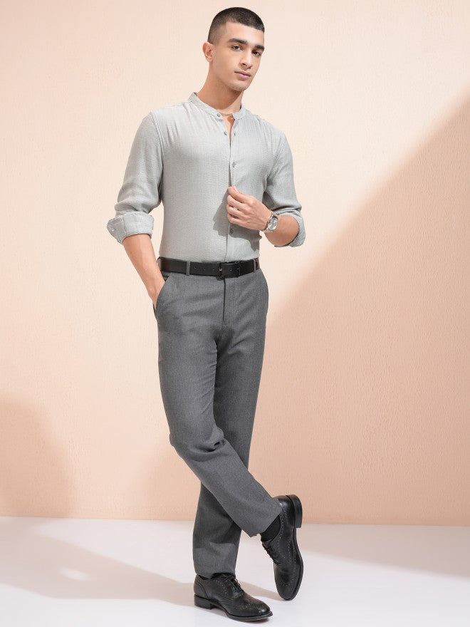 Highlander Men Grey Textured Relaxed Fit Casual Shirt - Grey - Image 2