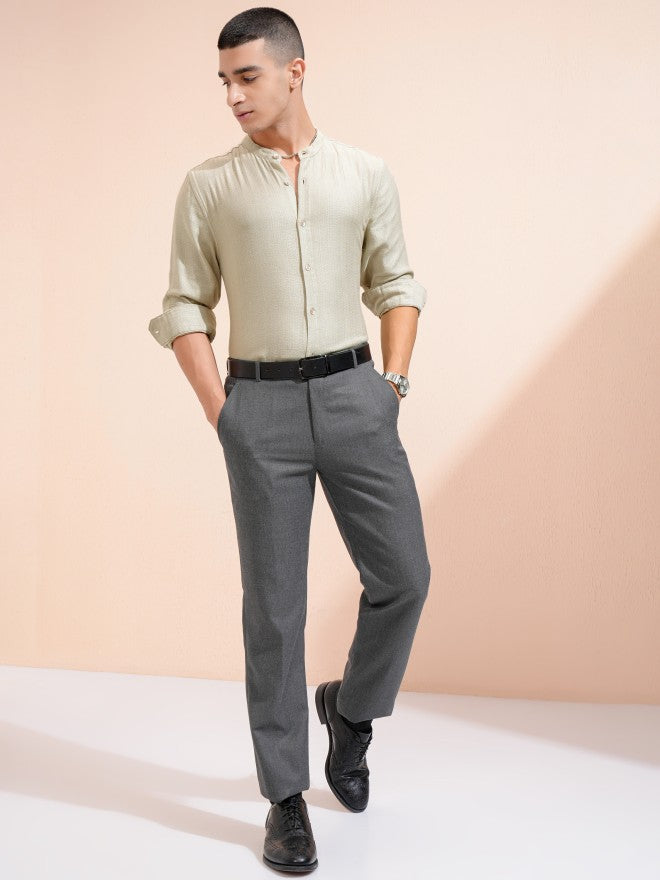 Highlander Men Beige Textured Relaxed Fit Casual Shirt - Beige - Image 2